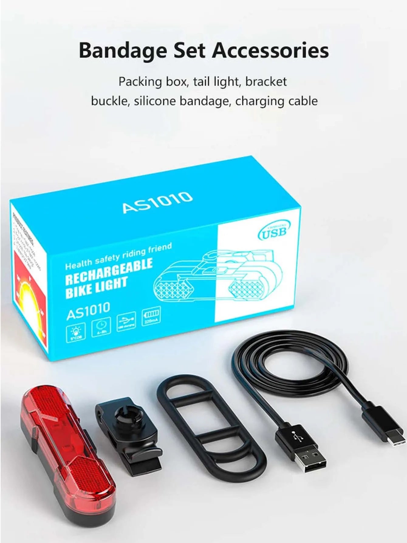 USB rechargeable waterproof LED bike tail light for safety and visibility