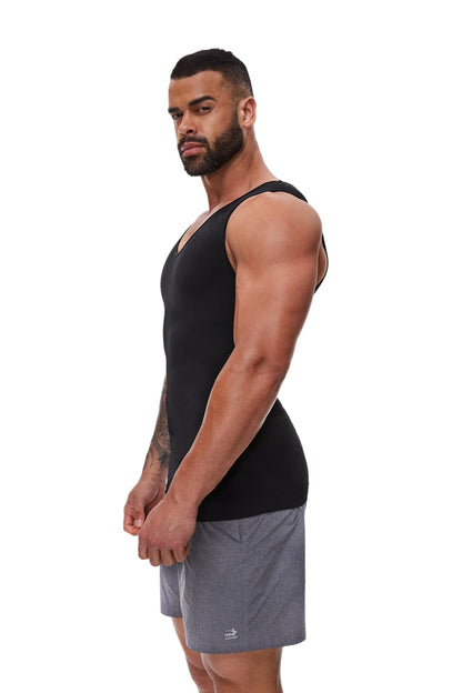 Compression Shirts Men Tummy Control Shapewear Compression Shirt Flat Belly Abdomen Slim Vest Waist Trainer Fitness Workout