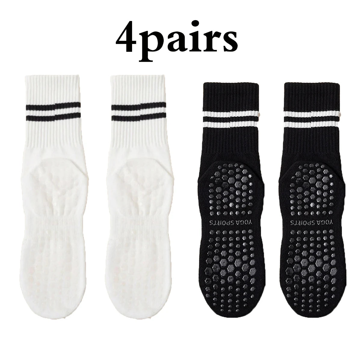 4 Pairs Non-Slip Pilates & Yoga Socks for Women