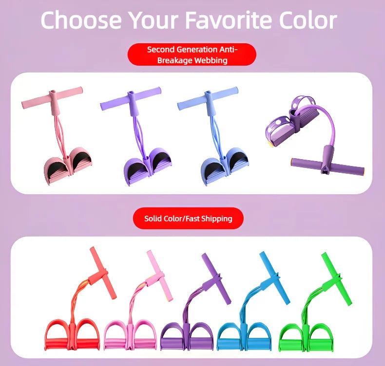 4-Tube Pedal Tensioner – Multi-Functional Elastic Fitness Band