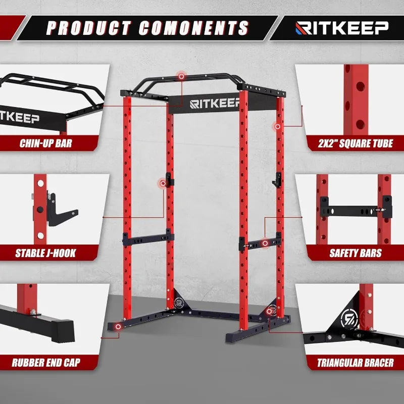 Strength Training Squat Rack with Multi-Grip Pull-Up Bar