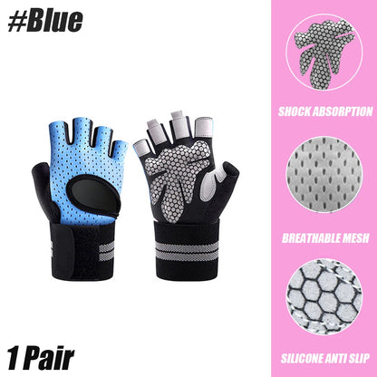 Weightlifting gloves with wrist support for gym, training, and crossfit