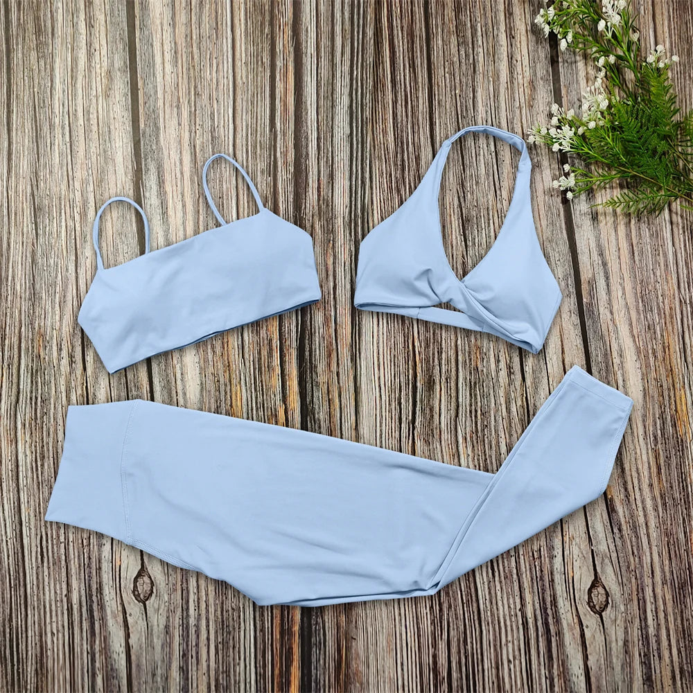 3PCS Women’s Yoga Set – Sports Bra, Leggings & Gym Outfit