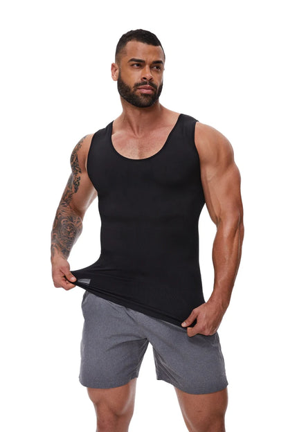 Compression Shirts Men Tummy Control Shapewear Compression Shirt Flat Belly Abdomen Slim Vest Waist Trainer Fitness Workout