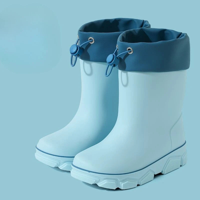 Girls Waterproof Fleece Rain Boots