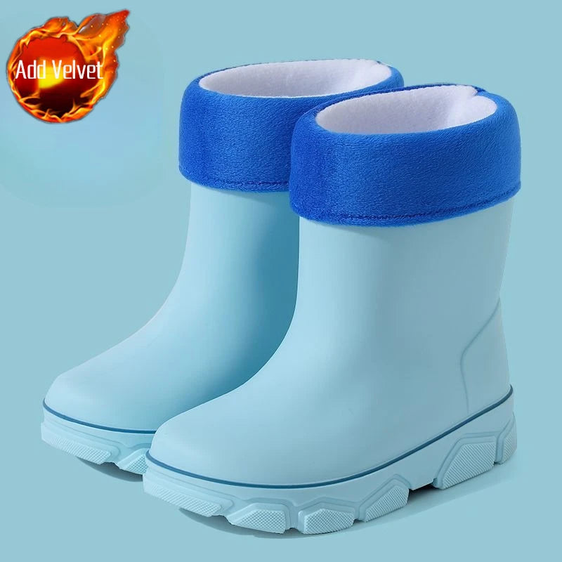 Girls Waterproof Fleece Rain Boots
