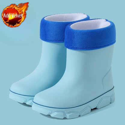 Girls Waterproof Fleece Rain Boots