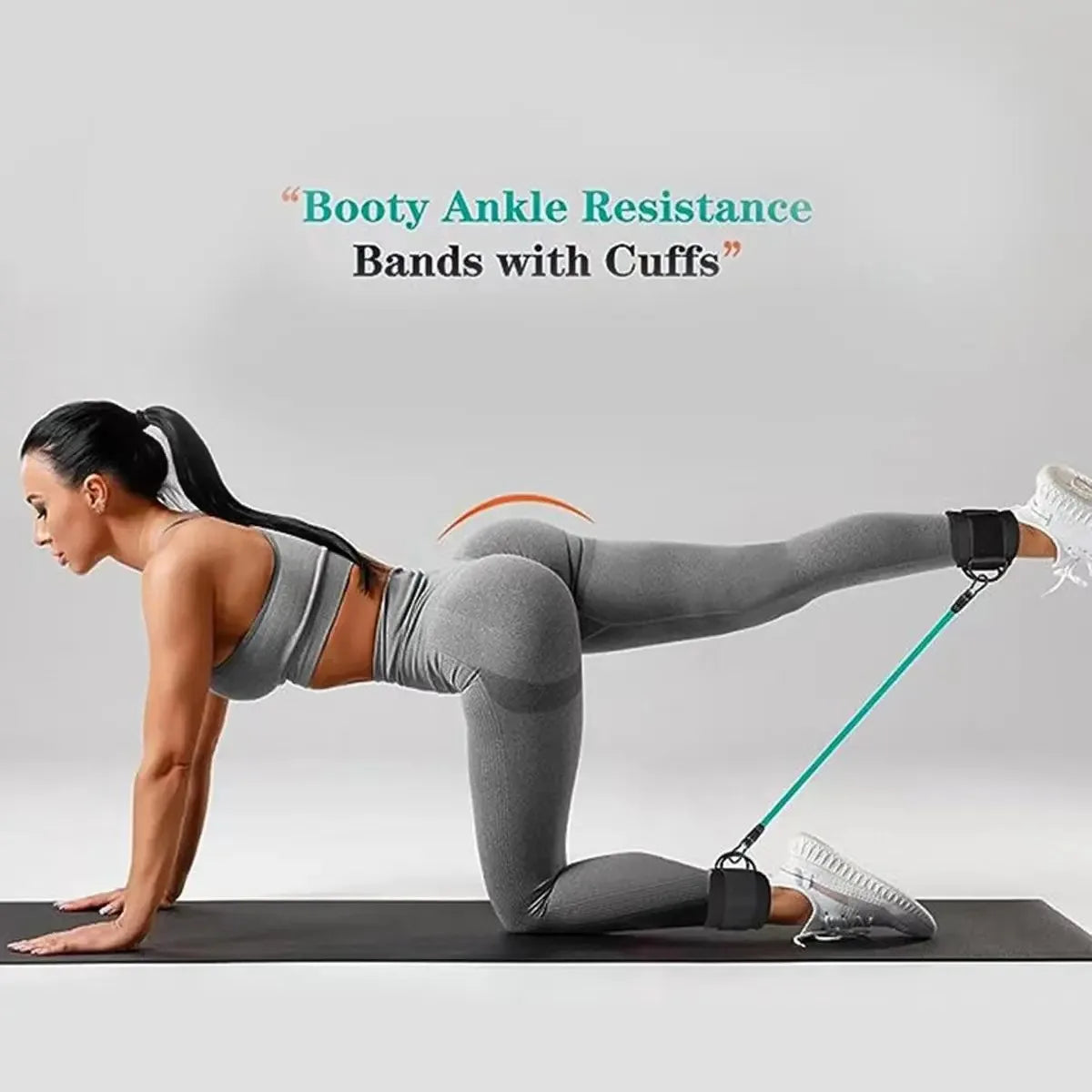 TPE resistance bands with ankle straps for leg strength and gym workouts
