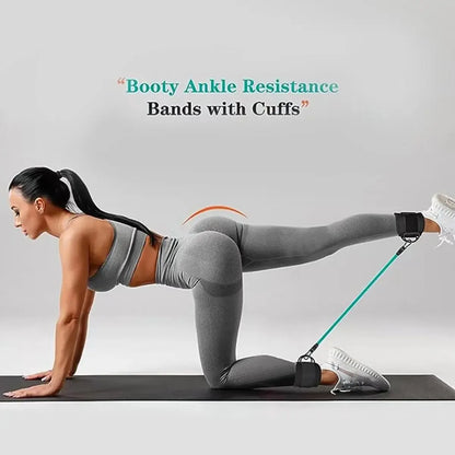 TPE resistance bands with ankle straps for leg strength and gym workouts