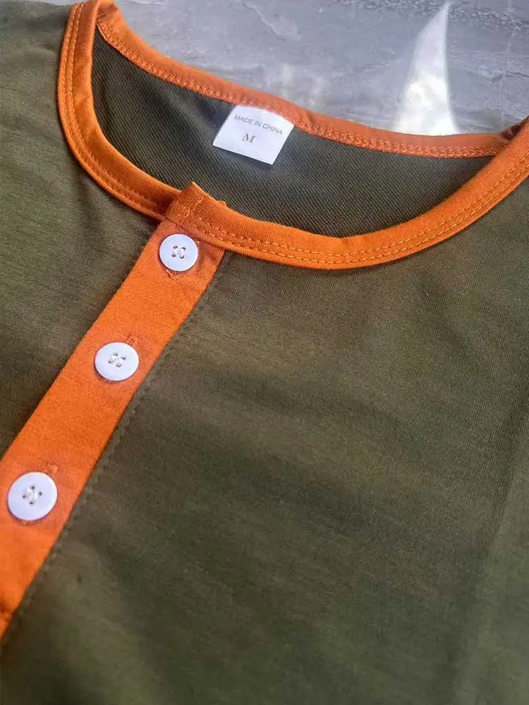 Color Block Henley Tank Top
