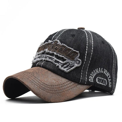 Embroidered Denim Snapback Baseball Cap