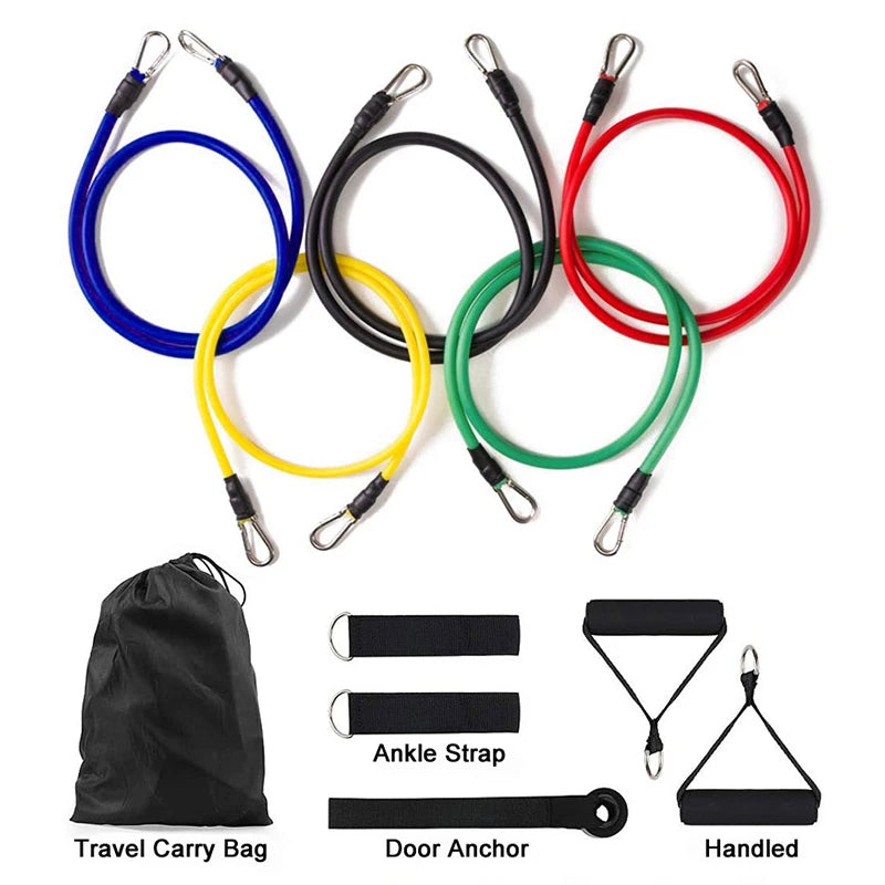 11pcs Resistance Bands Set – Portable Fitness & Strength Training Kit