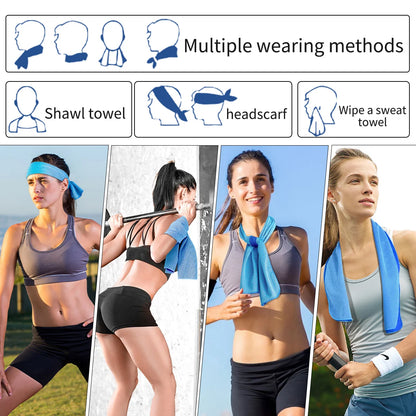 Portable silicone-wrapped cooling towel for sports, fitness, and beach use