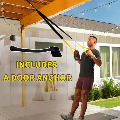 Suspension training belt with bungee for strength and home workouts