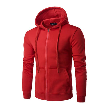 Men Long Sleeve Hoodie Zipper Closure