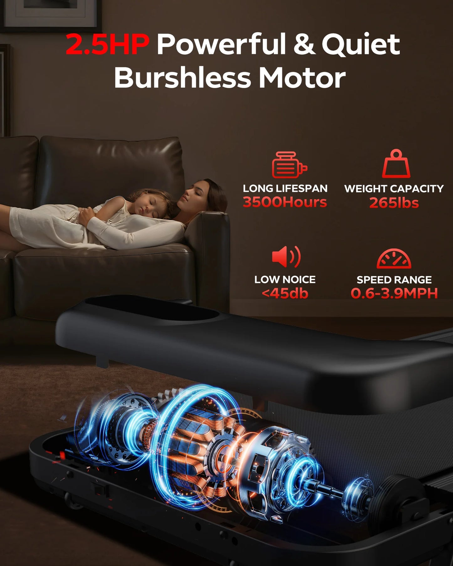 Treadmill with incline, app, and remote control