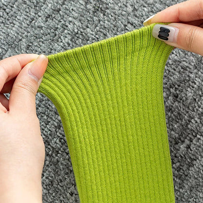 2pcs Cotton Breathable Mid-calf Yoga Socks Solid Color Striped Anti-slip Sports Socks Pilates Socks Dance Fitness Training Socks