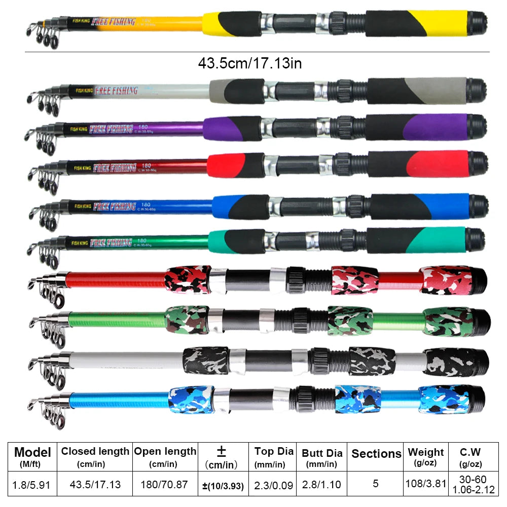 Telescopic Spinning Rod Combo Set