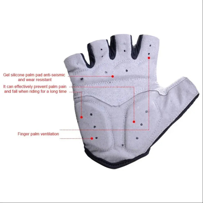Half-finger cycling gloves with anti-slip grip and shock absorption for summer training