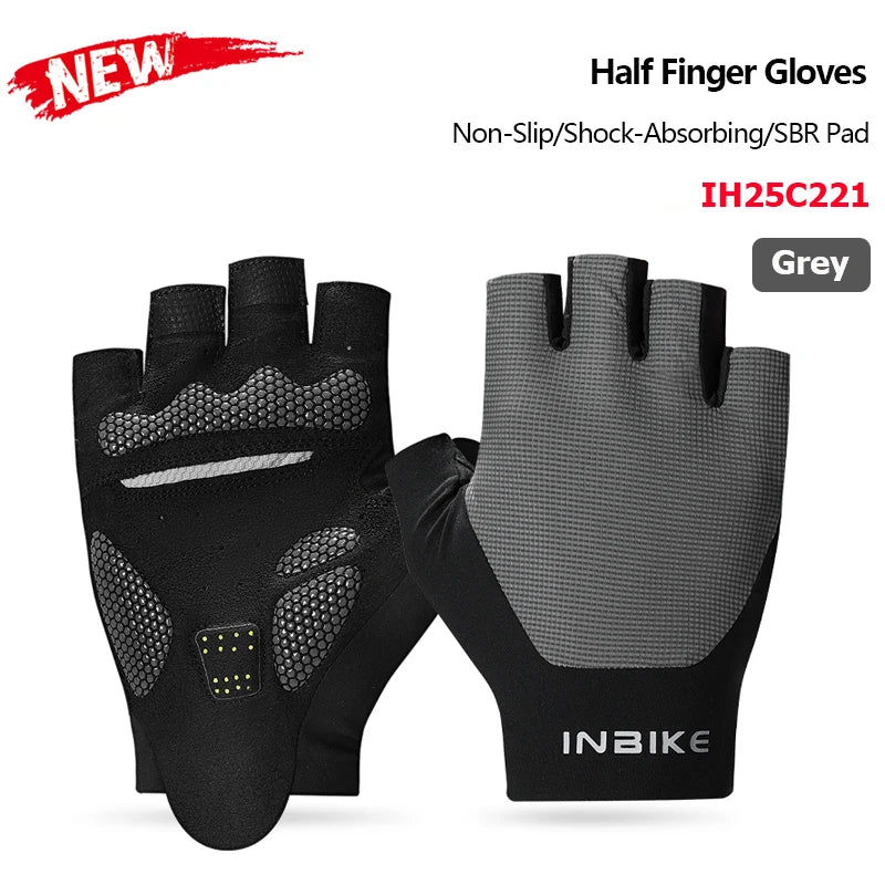 INBIKE half-finger cycling gloves with shock absorption and breathable design