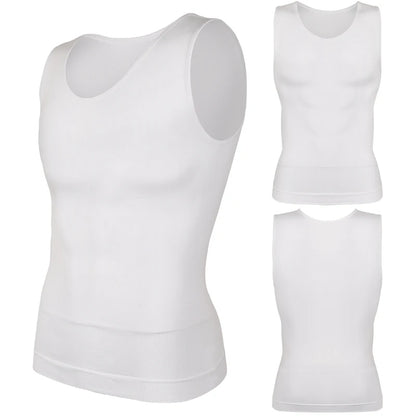 Compression Shirts Men Tummy Control Shapewear Compression Shirt Flat Belly Abdomen Slim Vest Waist Trainer Fitness Workout