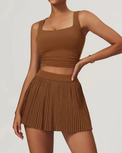 Sporty Tennis Skirt Two-Piece Set