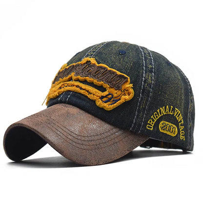 Embroidered Denim Snapback Baseball Cap
