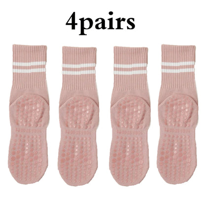4 Pairs Non-Slip Pilates & Yoga Socks for Women