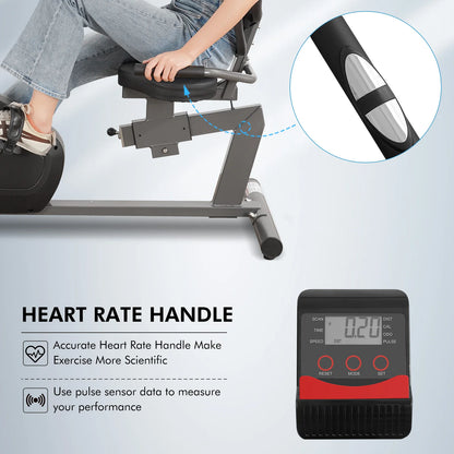 Recumbent exercise bike with 8 resistance levels and heart rate monitor