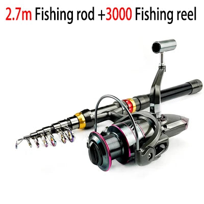 Telescopic Carbon Fishing Rod Combo