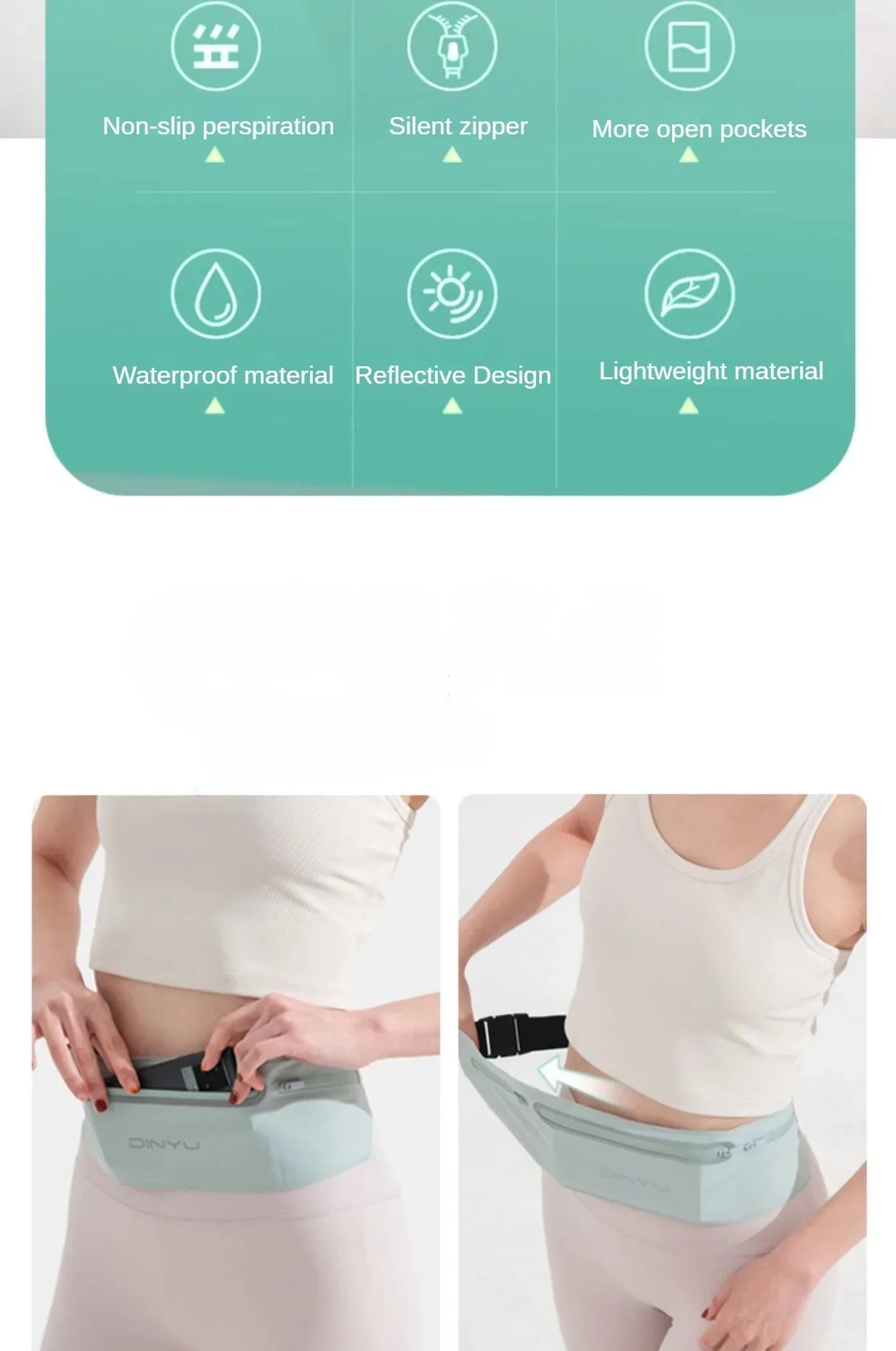 Adjustable sports fanny pack with phone holder for running and gym