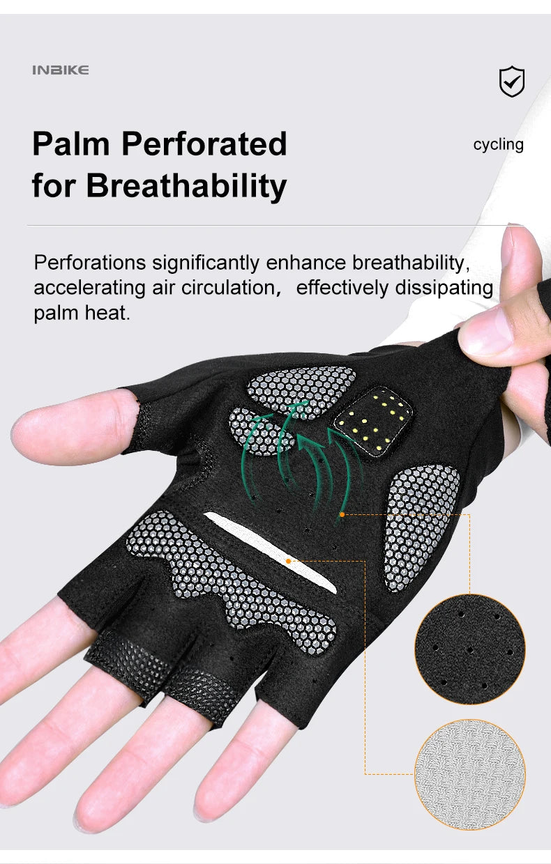 INBIKE half-finger cycling gloves with shock absorption and breathable design