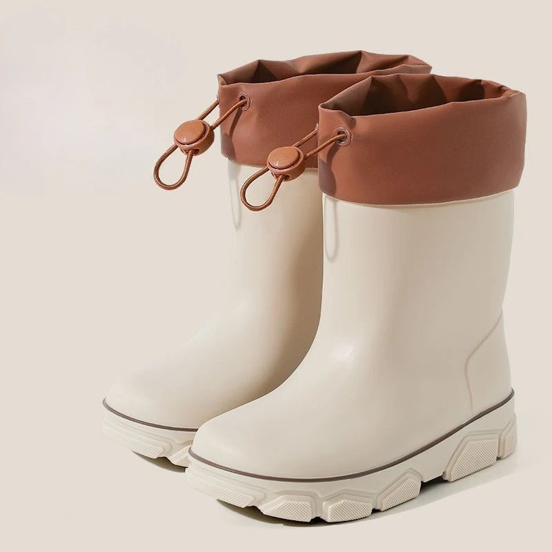 Girls Waterproof Fleece Rain Boots