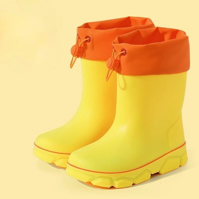 Girls Waterproof Fleece Rain Boots