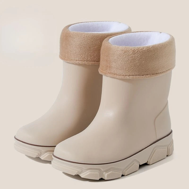 Girls Waterproof Fleece Rain Boots