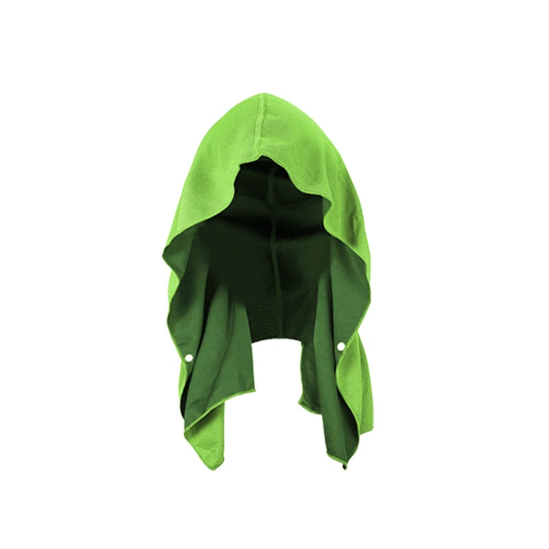 Cooling hooded towel with instant evaporative technology for sports and fitness