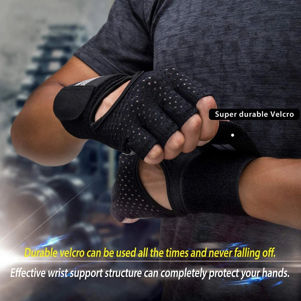 Weightlifting gloves with wrist support for gym, training, and crossfit
