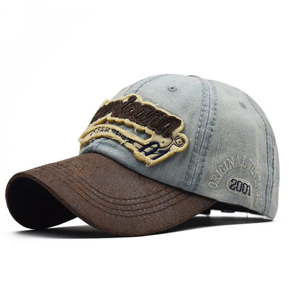 Embroidered Denim Snapback Baseball Cap