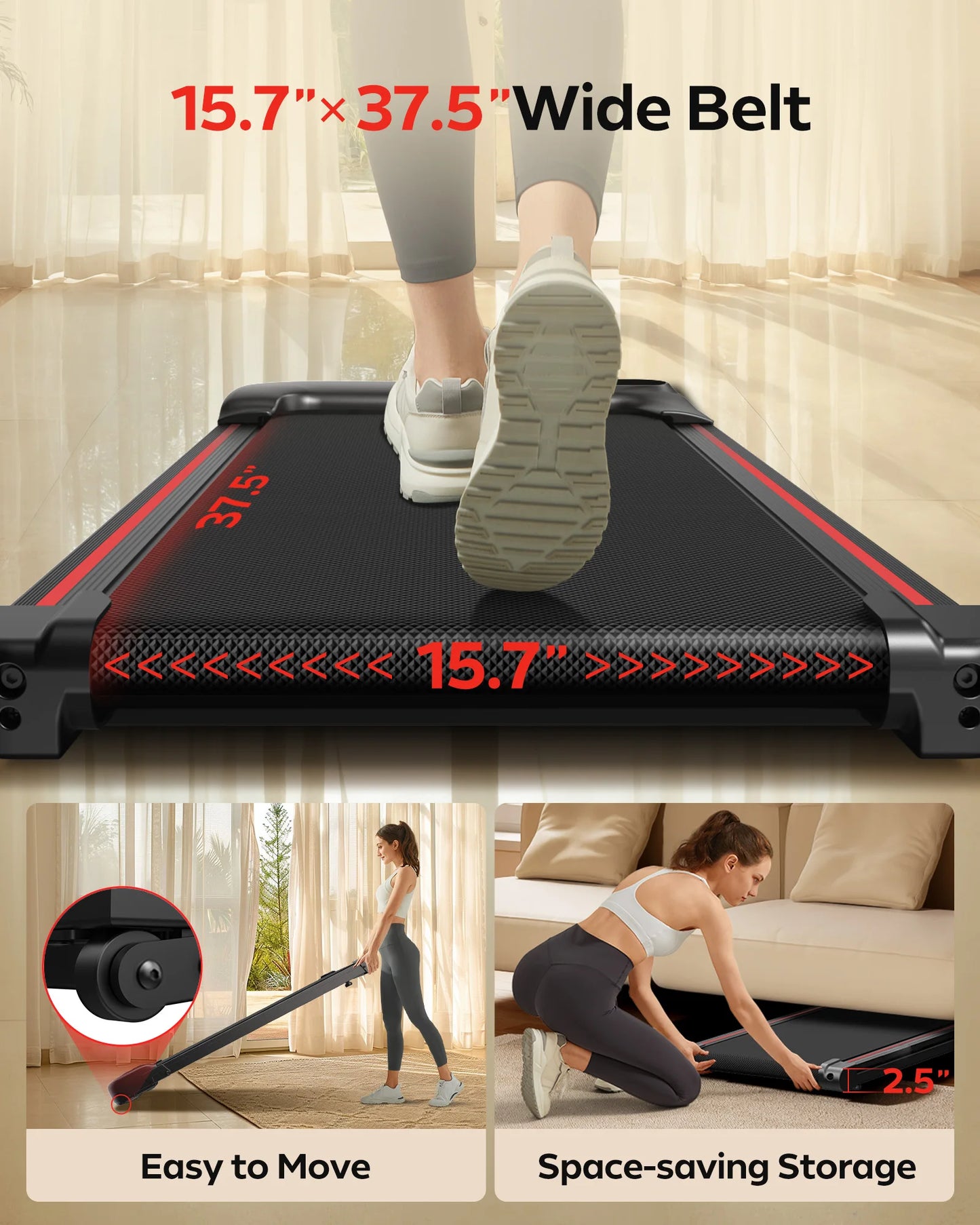 Treadmill with incline, app, and remote control