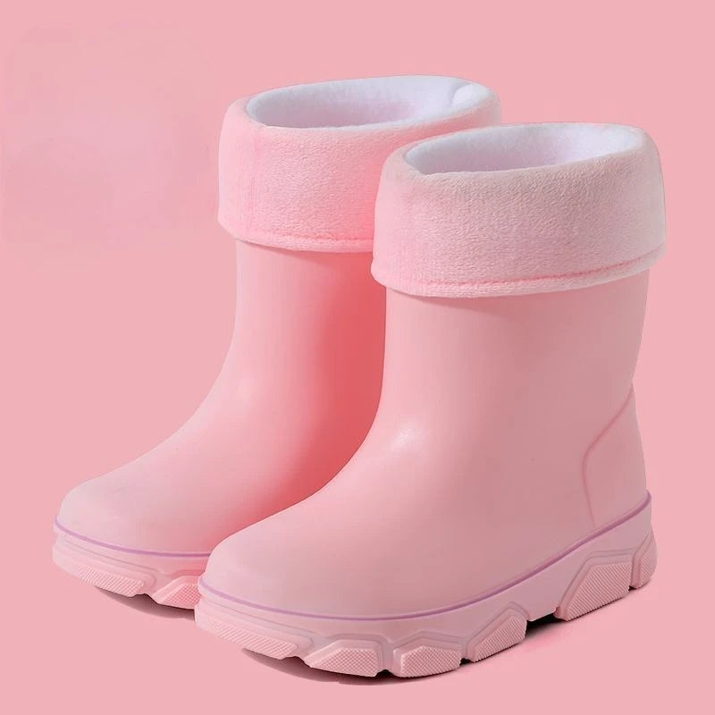 Girls Waterproof Fleece Rain Boots