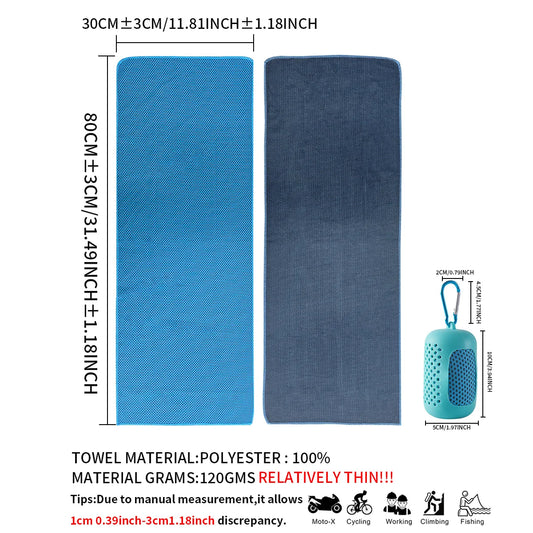 Portable silicone-wrapped cooling towel for sports, fitness, and beach use
