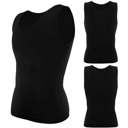 Compression Shirts Men Tummy Control Shapewear Compression Shirt Flat Belly Abdomen Slim Vest Waist Trainer Fitness Workout