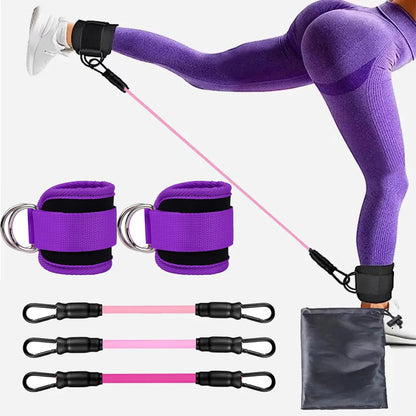 TPE resistance bands with ankle straps for leg strength and gym workouts