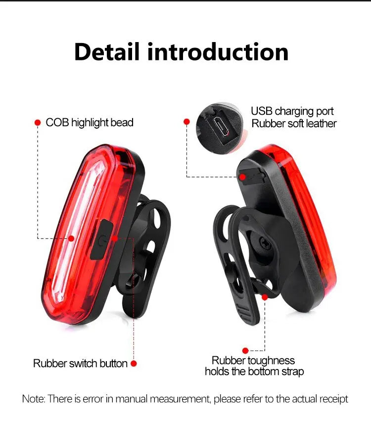 Bicycle Bike Rear Light USB Rechargeable