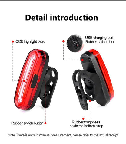 Bicycle Bike Rear Light USB Rechargeable