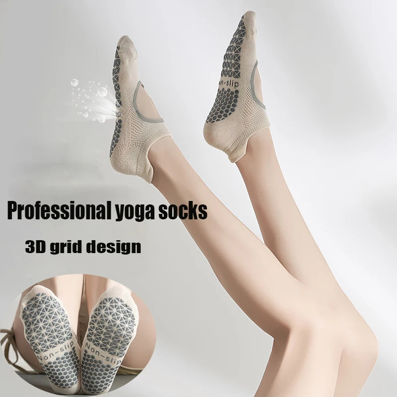 New High Quality Bandage Yoga Socks Anti-Slip Quick-Dry Damping Pilates Ballet Socks Good Grip For Women Cotton Fitness Socks