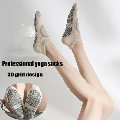 New High Quality Bandage Yoga Socks Anti-Slip Quick-Dry Damping Pilates Ballet Socks Good Grip For Women Cotton Fitness Socks