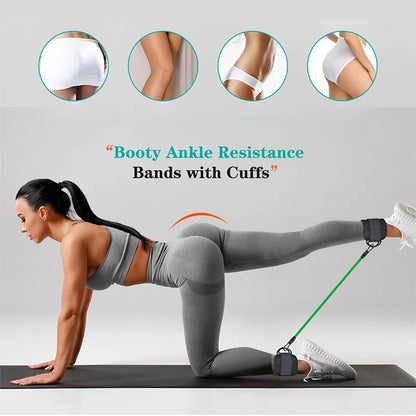 TPE resistance bands with ankle straps for leg strength and gym workouts