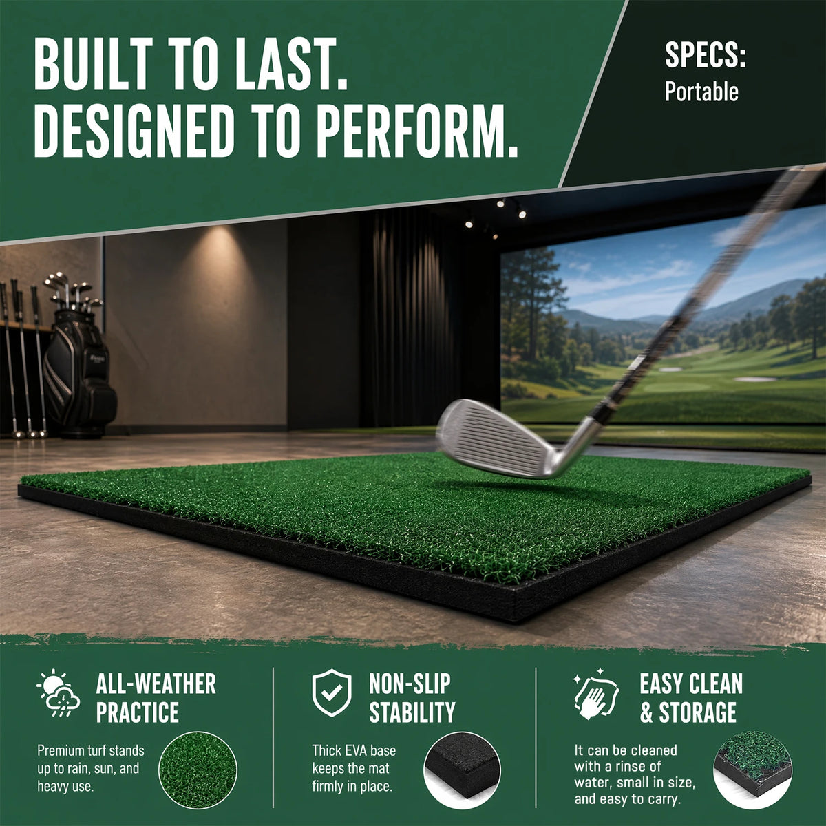 Golf Swing Practice Hitting Mat