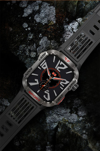 Military-style GPS smartwatch with flashlight, compass, and Bluetooth call – waterproof and outdoor-ready
